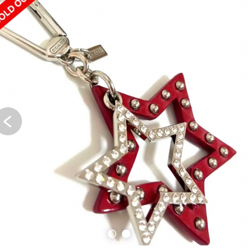 Coach Patent Red Star Rhinestone Keychain